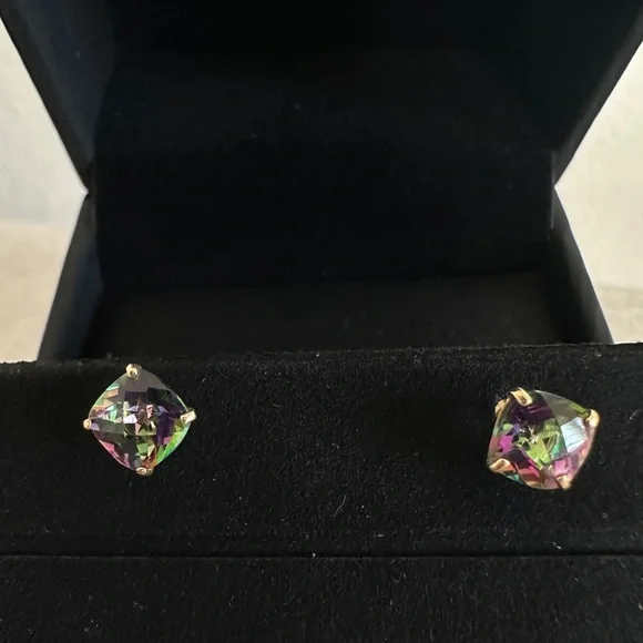Mystic Topaz 14k Gold Pierced Earrings - Picture 4 of 10
